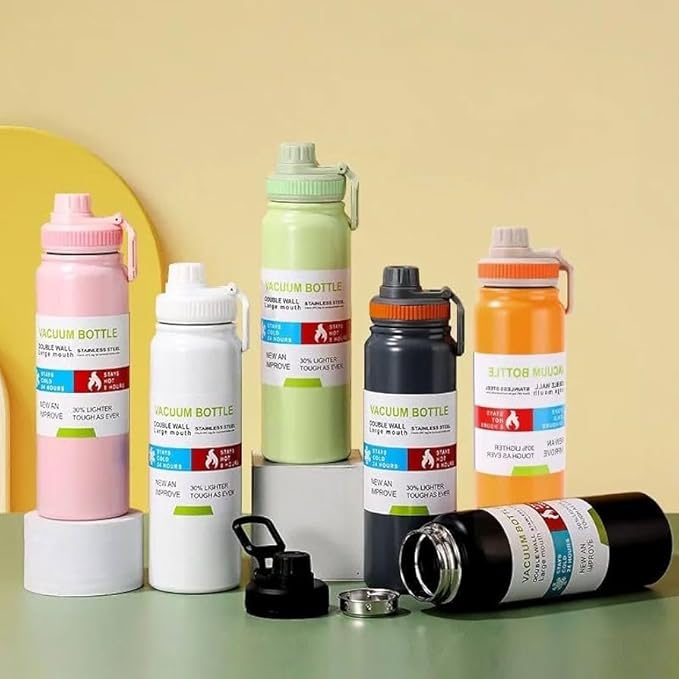 Stainless Steel Insulated Vacuum Thermos Bottle 1000 ml, Keeps Drinks Hot for 8 Hours and Cold for 24 Hours, Leakproof